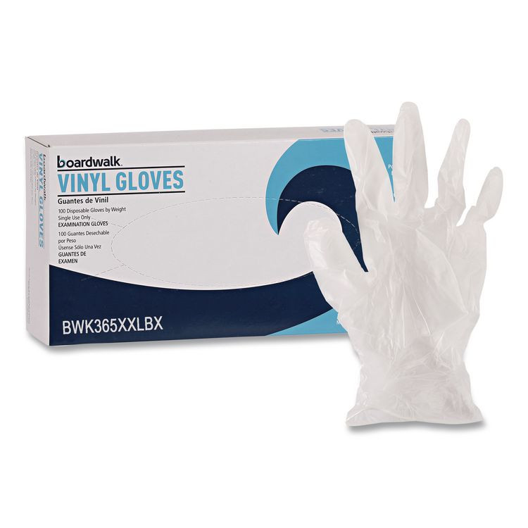 BOARDWALK 365XXLBX General Purpose Vinyl Gloves, Powder-Free, XX-Large, 2.6 mil Thick, 9.5" Long, Clear, 100/Box