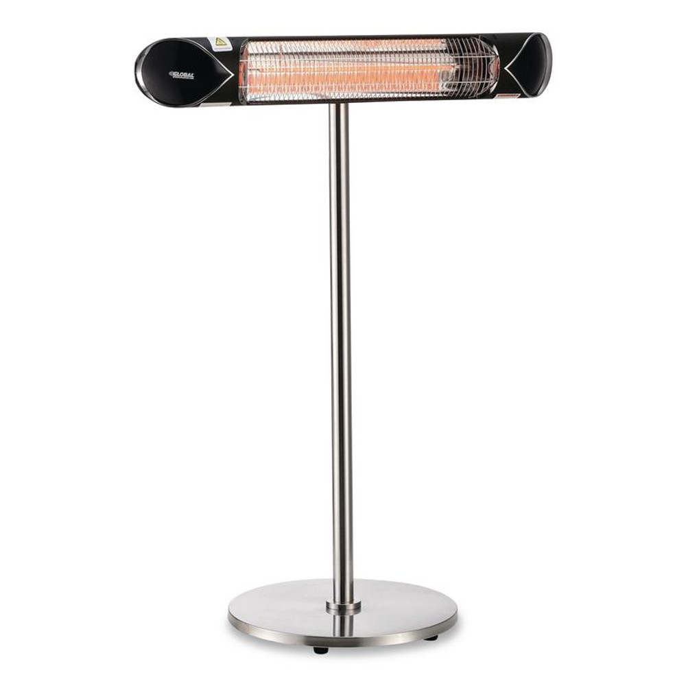 GLOBAL INDUSTRIAL 246722 Infrared Patio Heater Free Standing with Remote Control, 1,500 W, 35.38 x 5.13 x 42 to 82, Black