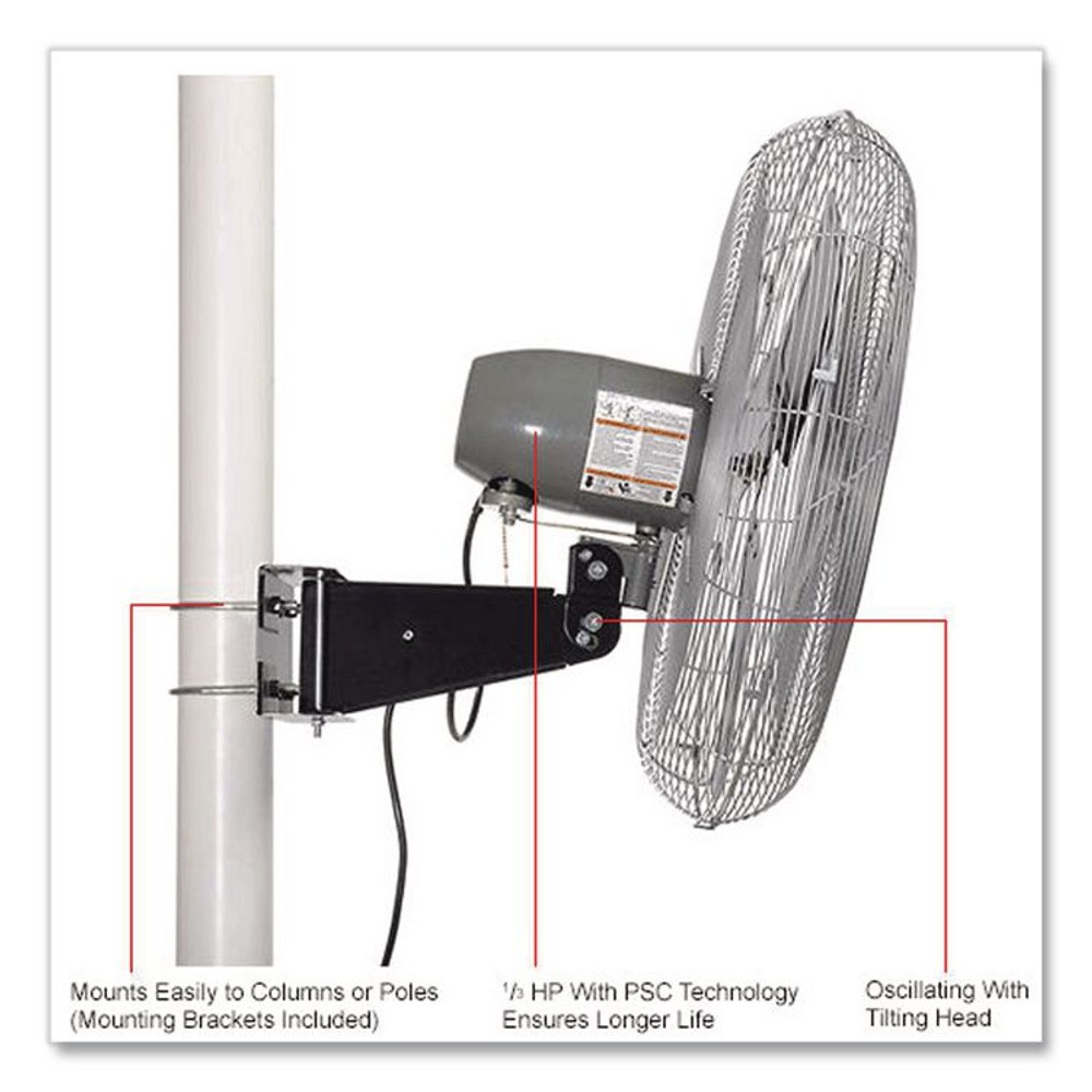 GLOBAL INDUSTRIAL 293156 Oscillating Fan, Pole or Column Mount, 30", 6,780 CFM, 1/3 hp
