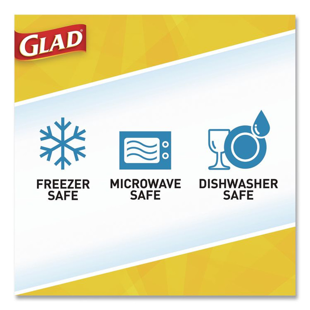 CLOROX SALES CO. Glad® 60796PK Soup and Salad Containers, Medium Rectangle, 24 oz, 6.49 x 4.86 x 2.98, Clear/Bue, Plastic, 5/Pack