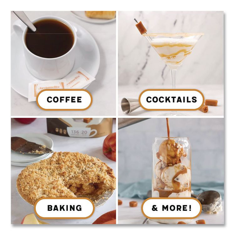 JAVAMELTS JMT39641 Flavored Sugar, Caramel, 0.08 oz Packet, 1,000/Carton