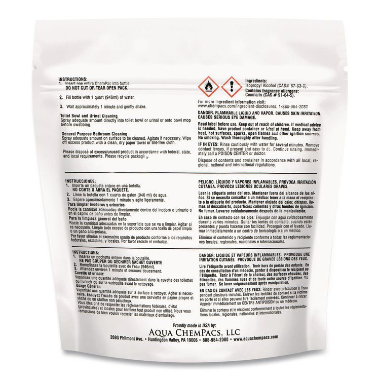 DIVERSEY 9320999 Acidic Bathroom and Bowl Cleaner, Lavender Scent, 4 g Packets, 12 Packets/Bag with 1 qt Spray Bottle