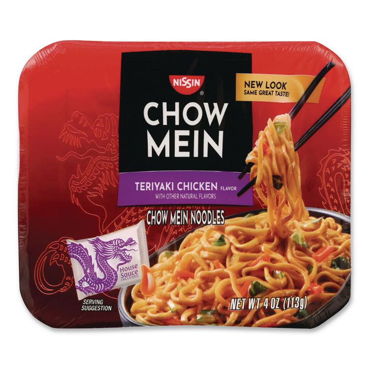NISSIN FOODS NIS08729 Chow Mein Teriyaki Chicken Noodles, 4 oz, 8/Carton