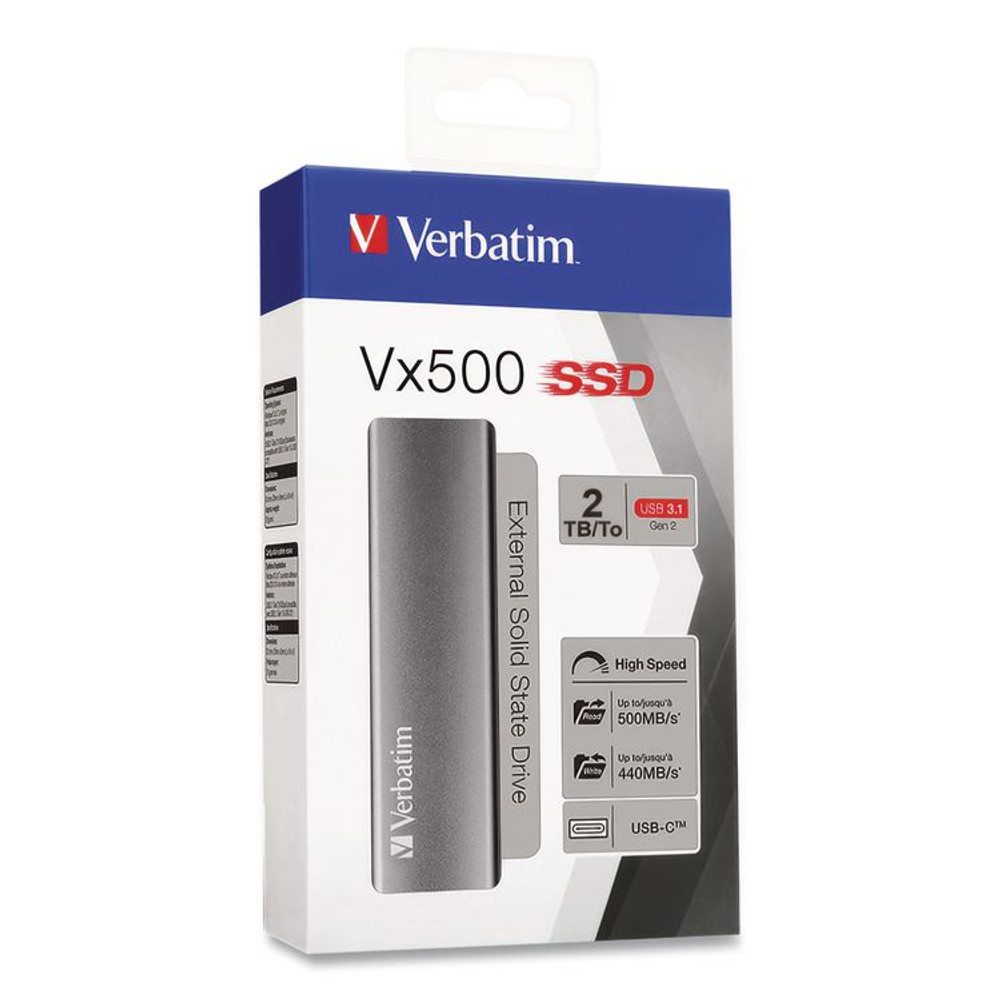 VERBATIM CORPORATION 47454 Vx500 External Solid State Drive, 2 TB, USB 3.2 Gen 2, Space Gray