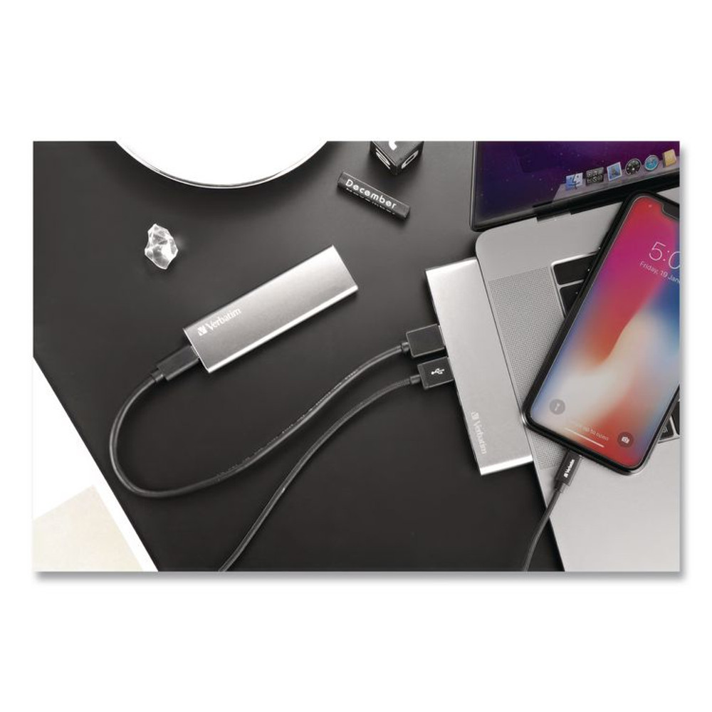 VERBATIM CORPORATION 47454 Vx500 External Solid State Drive, 2 TB, USB 3.2 Gen 2, Space Gray