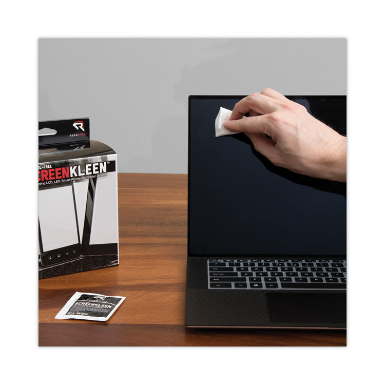 READ/RIGHT RR1391 Alcohol-Free ScreenKleen Wet Wipes, Cloth, 5 x 5, Unscented, 40/Box