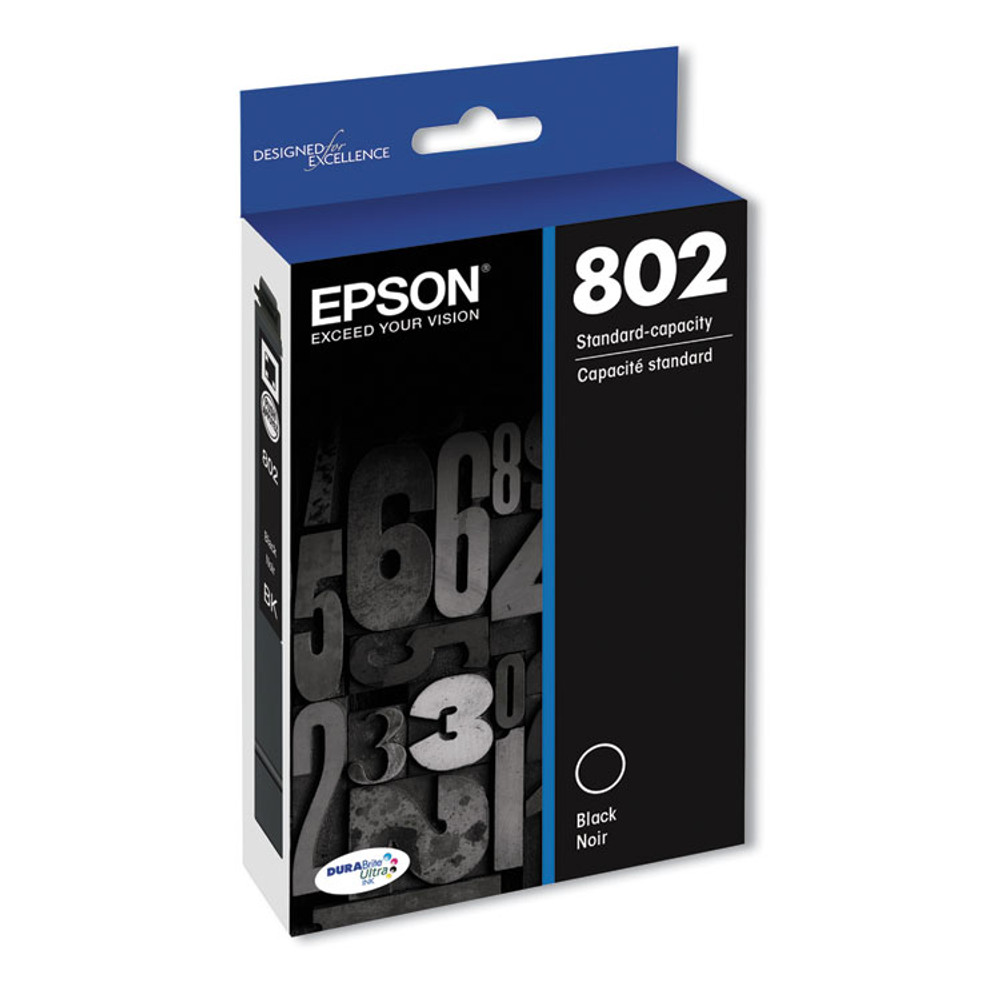 EPSON AMERICA, INC. T802120S T802120-S (802) DURABrite Ultra Ink, 900 Page-Yield, Black