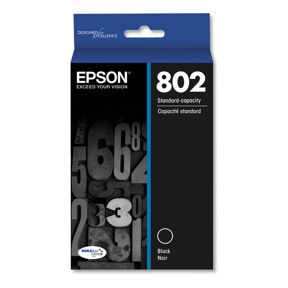 EPSON AMERICA, INC. T802120S T802120-S (802) DURABrite Ultra Ink, 900 Page-Yield, Black