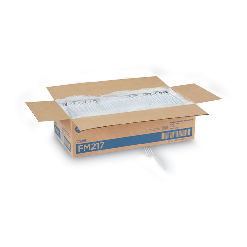 GEORGIA PACIFIC Dixie® FM217 Plastic Cutlery, Heavy Mediumweight Fork, White, 1,000/Carton