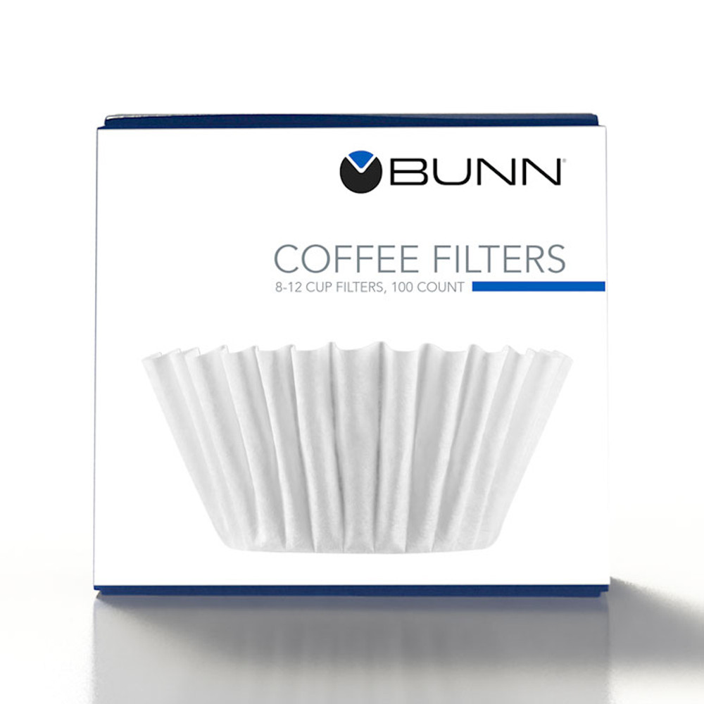 BUNN-O-MATIC BCF100B Coffee Filters, 8 to 12 Cup Size, Flat Bottom, 100/Pack