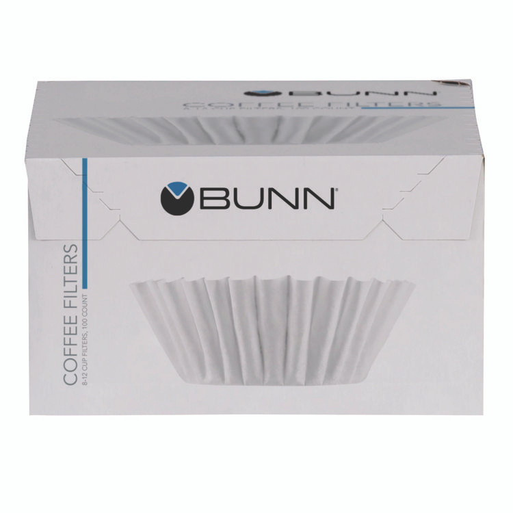 BUNN-O-MATIC BCF100B Coffee Filters, 8 to 12 Cup Size, Flat Bottom, 100/Pack