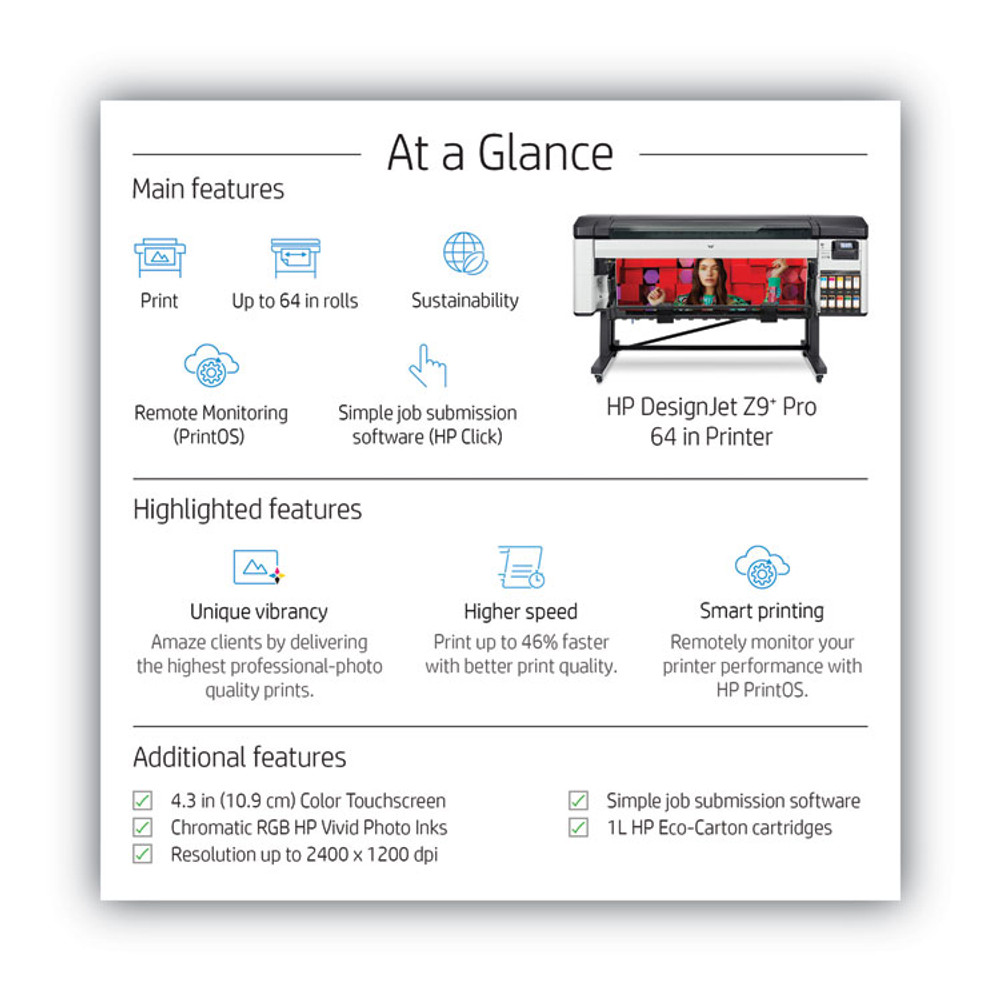 HEWLETT PACKARD SUPPLIES HP 2RM82A DesignJet Z9+ Pro 64" Wide Format Inkjet Printer