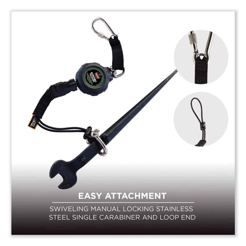 TENACIOUS HOLDINGS, INC. ergodyne® 19301 Squids 3001 Retractable Tool Lanyard with Choking-Loop Tool Tether + Carabiner Anchor, 2 lb Max Working Capacity, 48" Long