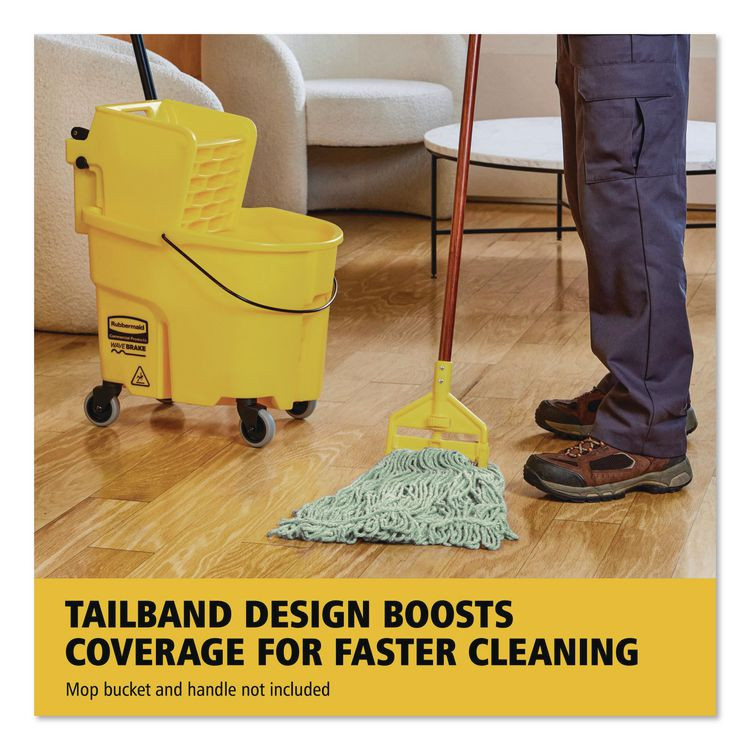 RUBBERMAID COMMERCIAL PROD. FGD25206GR00 Super Stitch Blend Mop, Green Headband, Cotton/Synthetic, Medium, Green