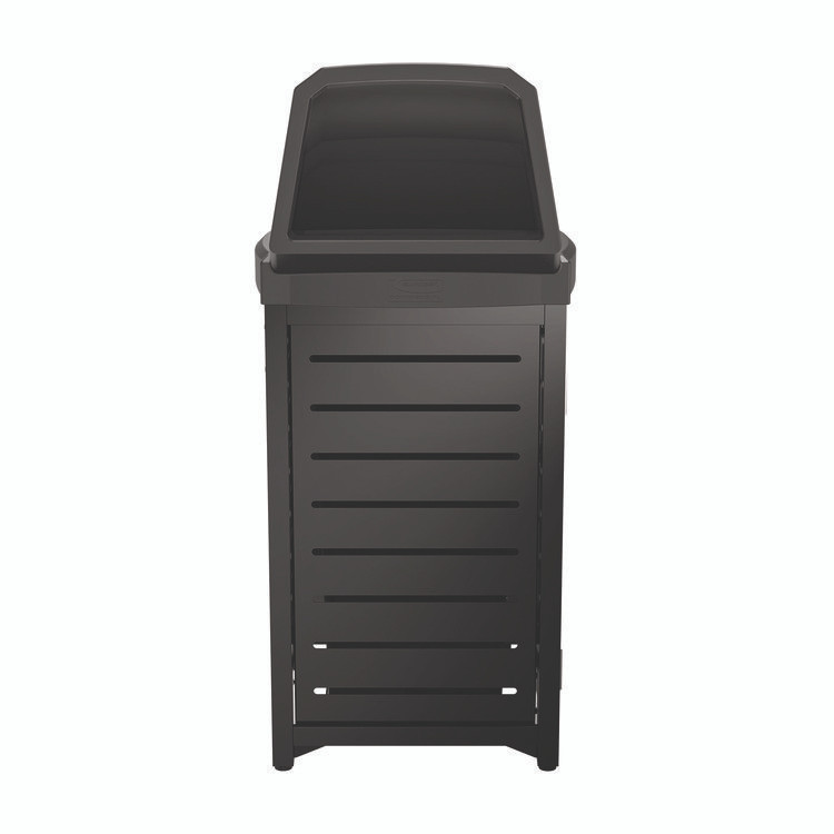 SUNCAST CORPORATION Commercial® MTCSQ305 Outdoor Decorative Metal Square Trash Can with Chute Lid, 30 gal, Metal, Black