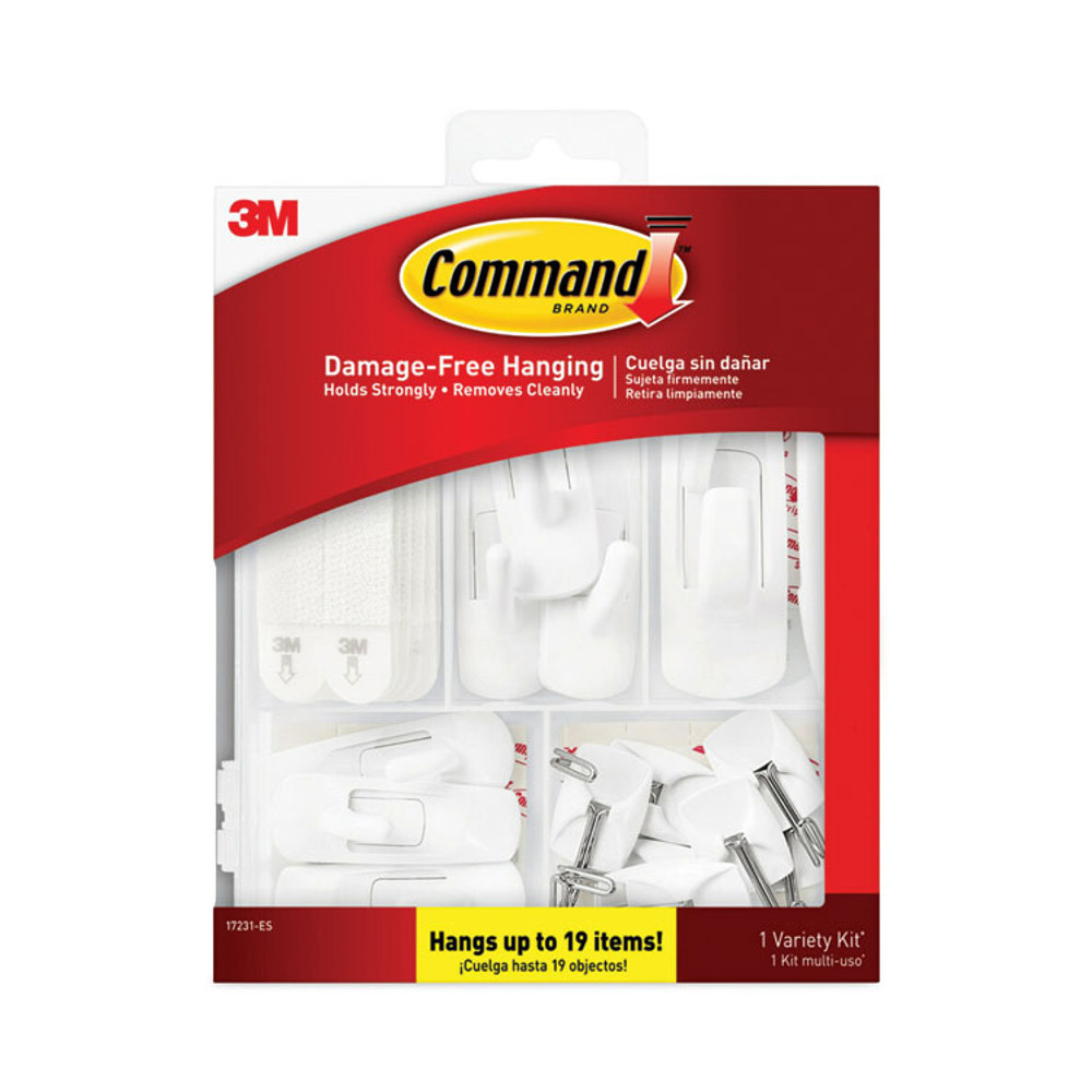 3M/COMMERCIAL TAPE DIV. Command™ 17231ES General Purpose Hooks, Variety Pack, Assorted Sizes, Plastic, White, 0.5, 1, 3, 5, 16 lb Capacities, 54 Pieces/Pack