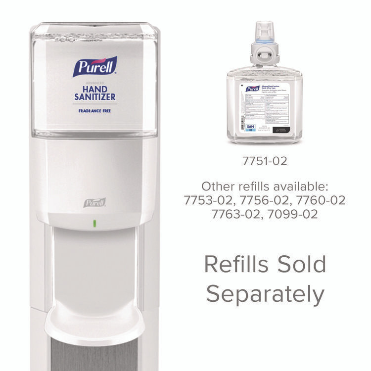 GO-JO INDUSTRIES PURELL® 7308DSSLV MESSENGER ES8 Silver Panel Floor Stand with Dispenser, 1,200 mL, 16.75 x 6 x 40, Silver/White