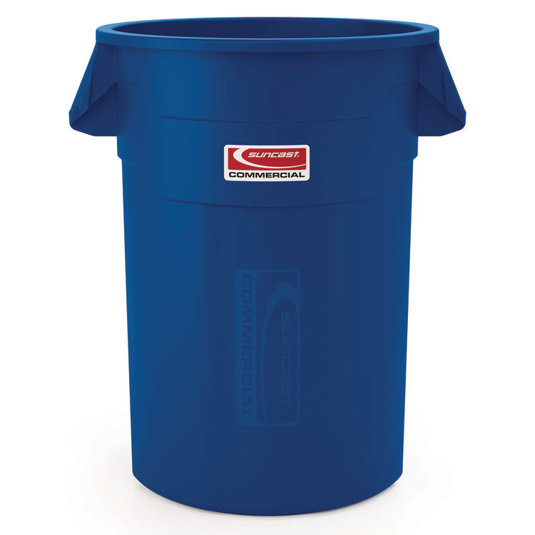 SUNCAST CORPORATION Commercial® TCU55BL Utility Trash Can, 56.9 gal, Plastic, Blue