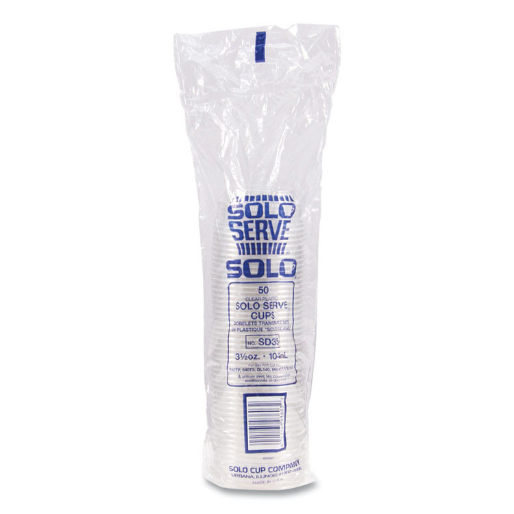 DART SOLO® SD35 Sundae Cups, 3.5 oz, Plastic, Clear, 50/Bag, 20 Bags/Carton