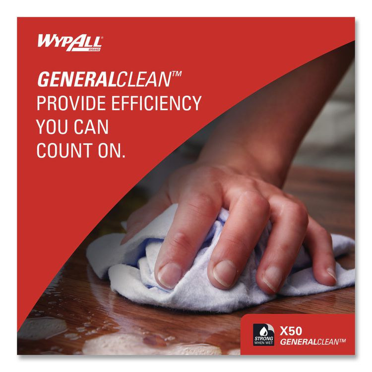 KIMBERLY-CLARK PROFESSIONAL WypAll® 39005 GeneralClean X50 Cleaning Cloths, 12 x 12.5, White, 84/Pack, 12 Packs/Carton