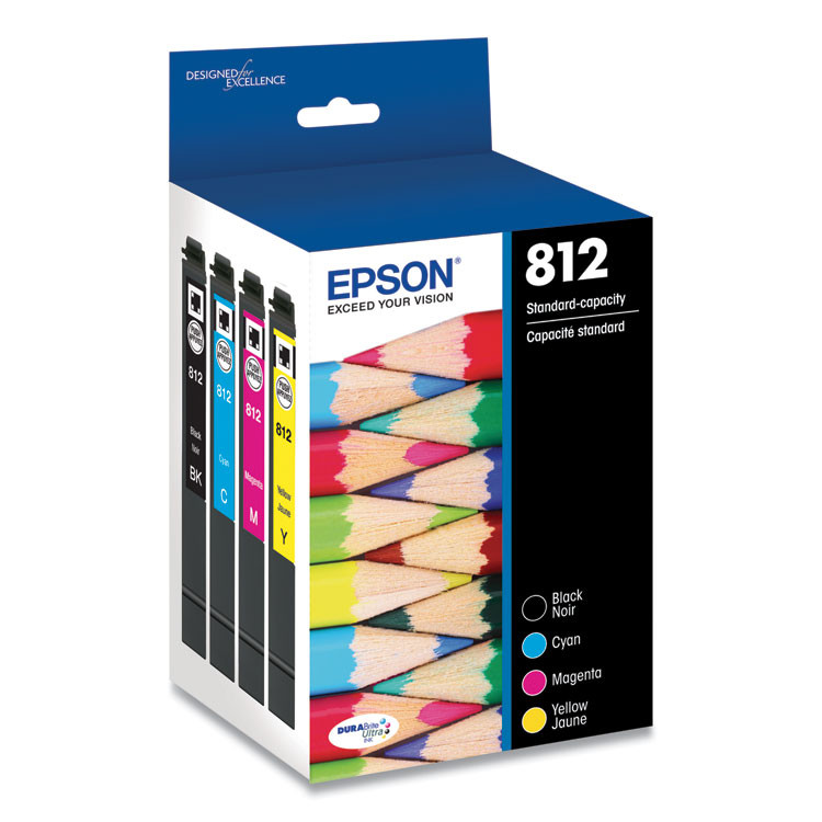 EPSON AMERICA, INC. T812120BCS T812120-BCS (T812) DURABrite Ultra Ink, 350/300 Page-Yield, Black/Cyan/Magenta/Yellow