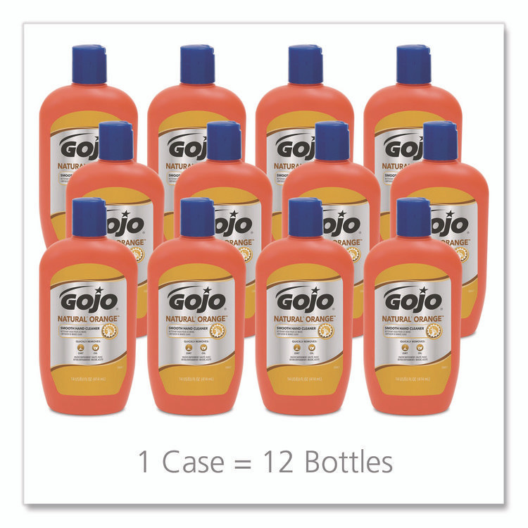 GO-JO INDUSTRIES GOJO® 94712 NATURAL ORANGE Smooth Hand Cleaner, Quick-Acting Lotion with Flip-Cap Squeeze Bottle, Citrus Scent, 14 fl oz, 12/Carton