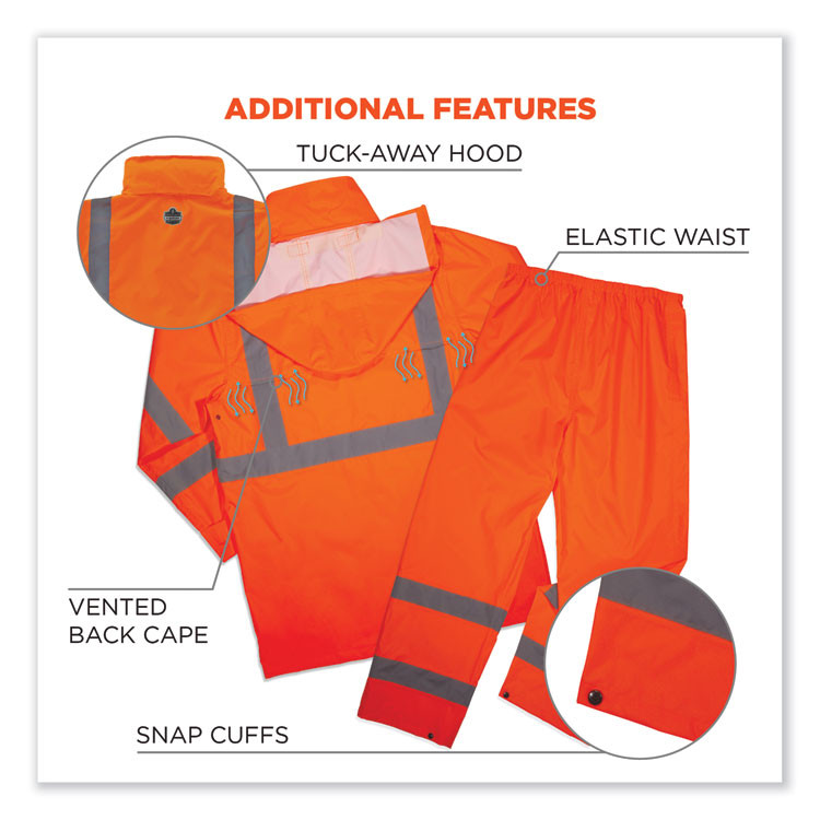 TENACIOUS HOLDINGS, INC. ergodyne® 25334 GloWear 8376K Lightweight HV Rain Suit, Large, Orange
