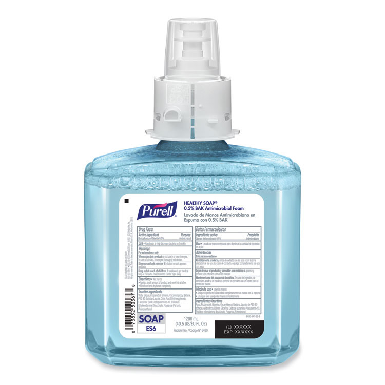 GO-JO INDUSTRIES PURELL® 648002 HEALTHY SOAP 0.5% BAK Antimicrobial Foam Refill, For ES6 Dispensers, Light Citrus Floral Scent, 1,200 mL, 2/Carton