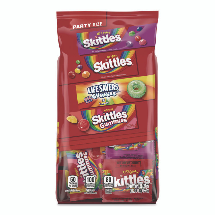 MARS, INC. MMM29716 Skittles, Skittles Gummies and Life Savers Gummies Party Pack, Assorted, 18.56 oz Bag