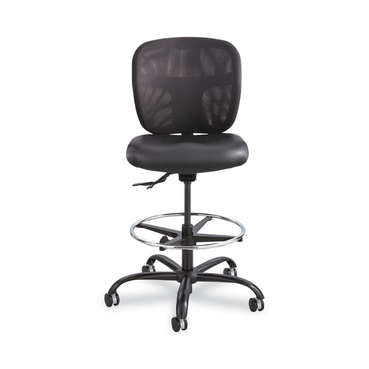 SAFCO PRODUCTS 3394BV Vue Heavy-Duty Extended-Height Stool, Supports Up to 350 lb, 23" to 32.5" Seat Height, Black Vinyl Seat, Black Base