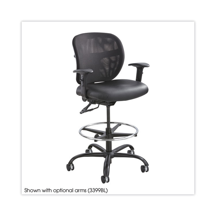 SAFCO PRODUCTS 3394BV Vue Heavy-Duty Extended-Height Stool, Supports Up to 350 lb, 23" to 32.5" Seat Height, Black Vinyl Seat, Black Base