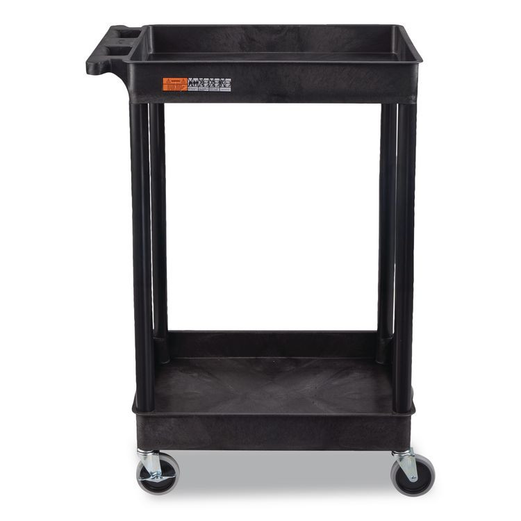 LUXOR WORKSPACES, LLC STC11B ENDURA Two-Shelf Utility Cart, Plastic, 300 lb Capacity, 26.5" x 18.5" x 37.5", Black