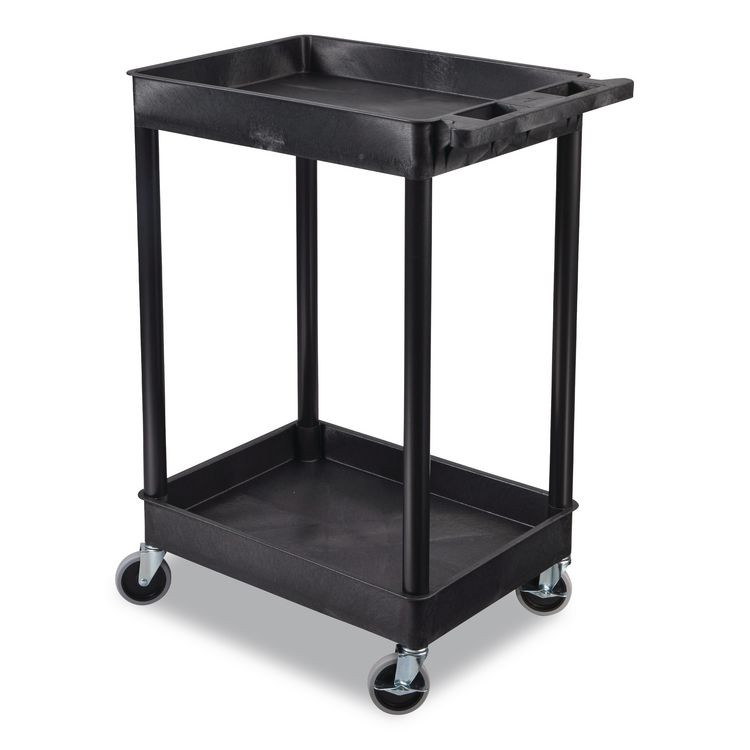 LUXOR WORKSPACES, LLC STC11B ENDURA Two-Shelf Utility Cart, Plastic, 300 lb Capacity, 26.5" x 18.5" x 37.5", Black