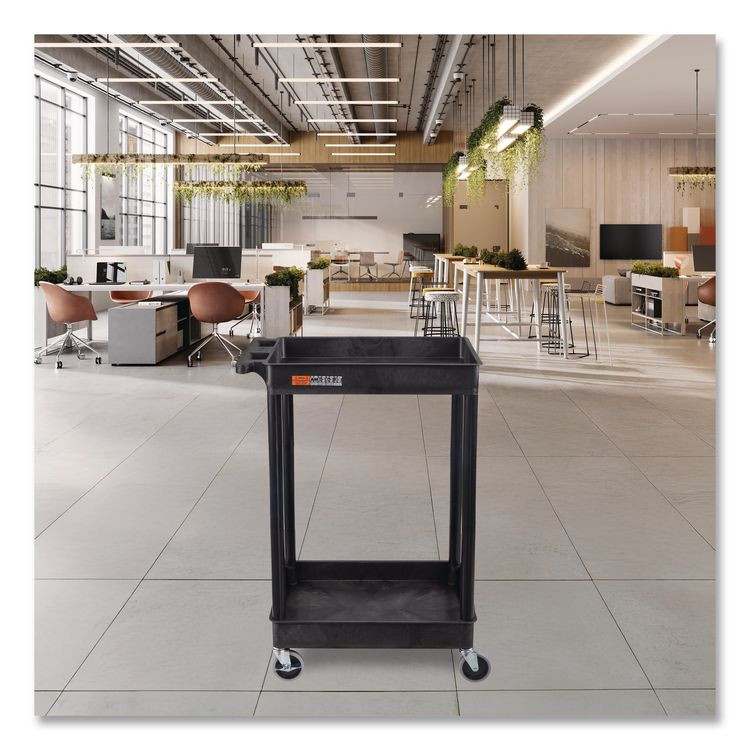 LUXOR WORKSPACES, LLC STC11B ENDURA Two-Shelf Utility Cart, Plastic, 300 lb Capacity, 26.5" x 18.5" x 37.5", Black