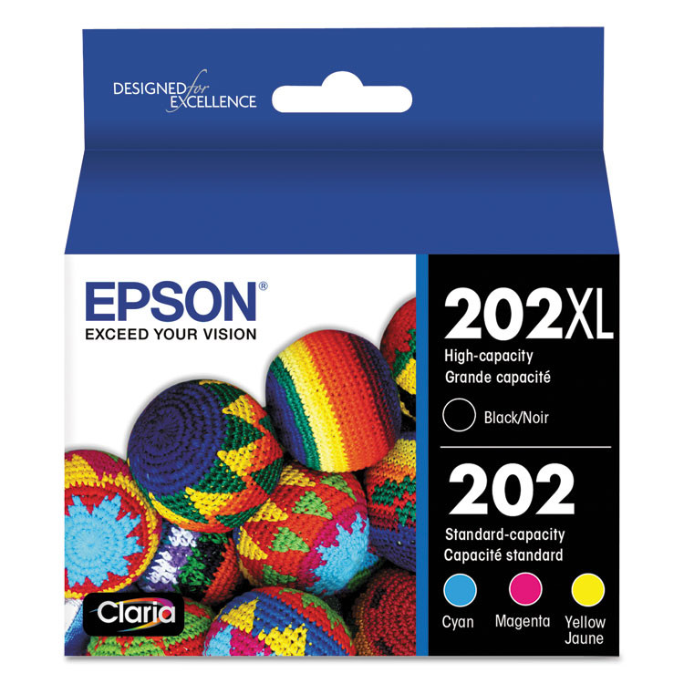 EPSON AMERICA, INC. T202XLBCS T202XL-BCS (202XL) Claria High-Yield Ink, 550/165 Page-Yield, Cyan/Magenta/Yellow