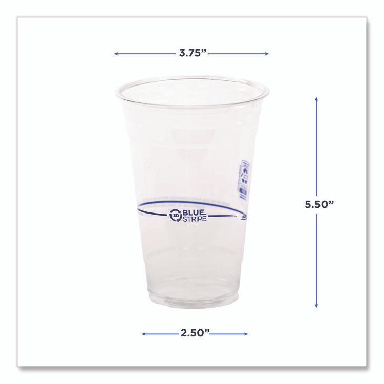ECO-PRODUCTS,INC. EPCR20 BlueStripe 25% Recycled Content Cold Cups, 20 oz, Plastic, Clear/Blue, 1,000/Carton