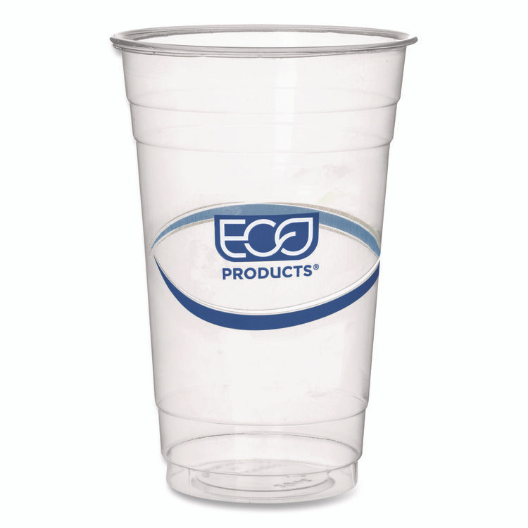 ECO-PRODUCTS,INC. EPCR20 BlueStripe 25% Recycled Content Cold Cups, 20 oz, Plastic, Clear/Blue, 1,000/Carton