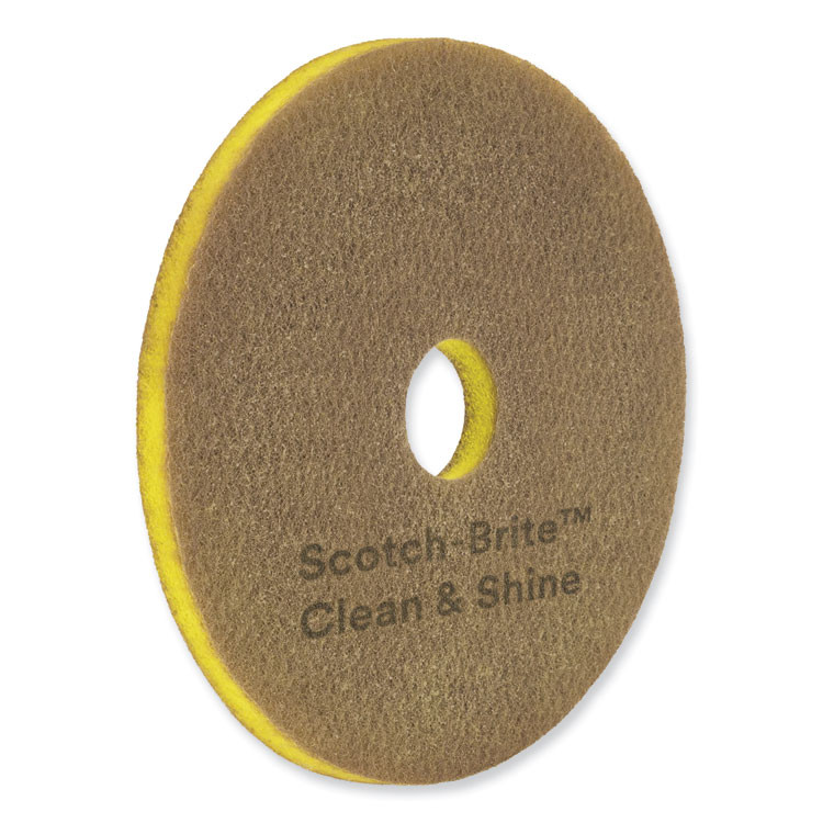 3M/COMMERCIAL TAPE DIV. Scotch-Brite™ 09543 Clean and Shine Pad, 18" Diameter, Brown/Yellow, 5/Carton