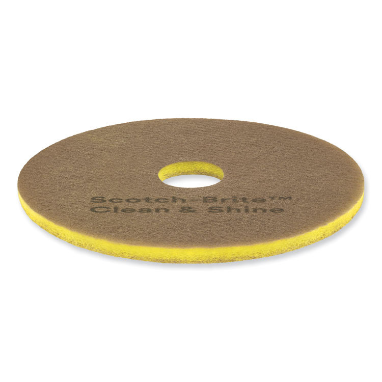 3M/COMMERCIAL TAPE DIV. Scotch-Brite™ 09543 Clean and Shine Pad, 18" Diameter, Brown/Yellow, 5/Carton