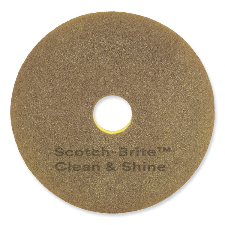 3M/COMMERCIAL TAPE DIV. Scotch-Brite™ 09543 Clean and Shine Pad, 18" Diameter, Brown/Yellow, 5/Carton