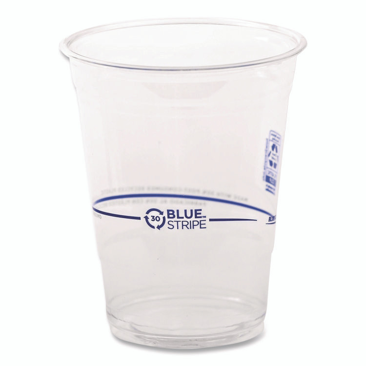 ECO-PRODUCTS,INC. EPCR16 BlueStripe 25% Recycled Content Cold Cups, 16 oz, Plastic, Clear/Blue, 50/Pack, 20 Packs/Carton