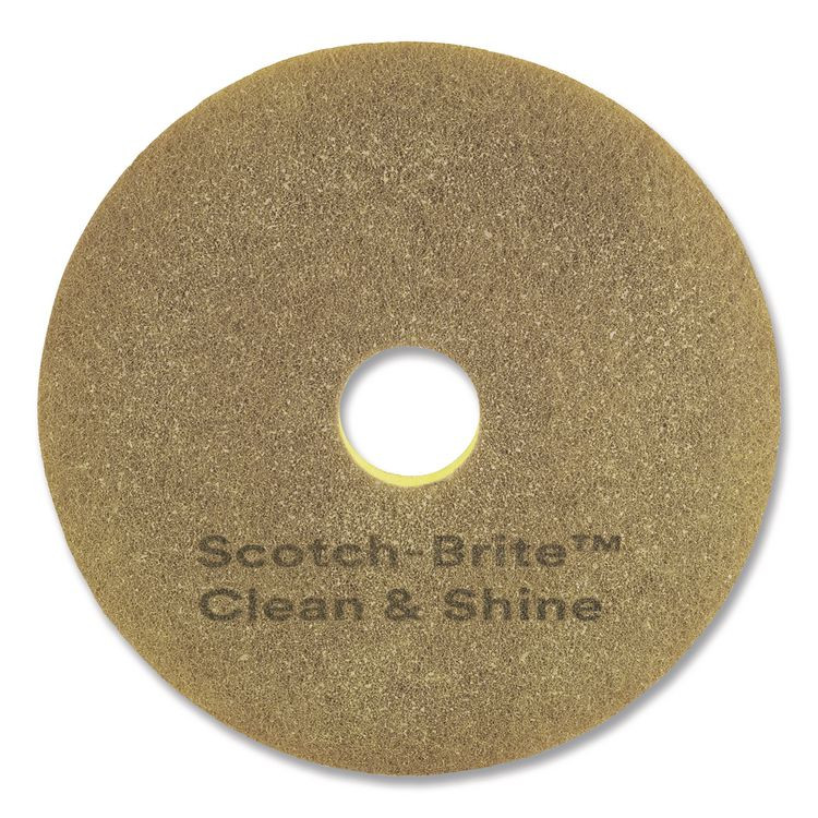 3M/COMMERCIAL TAPE DIV. Scotch-Brite™ 09549 Clean and Shine Pad, 13" Diameter, Brown/Yellow, 5/Carton