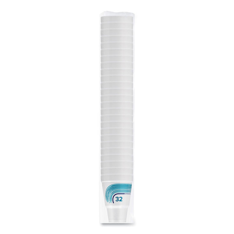 DART 32AJ32B Breeze Hot/Cold Insulated Foam Drinking Cups, Squat Pedestal Cup, 32 oz, Teal/White/Blue, 500/Carton