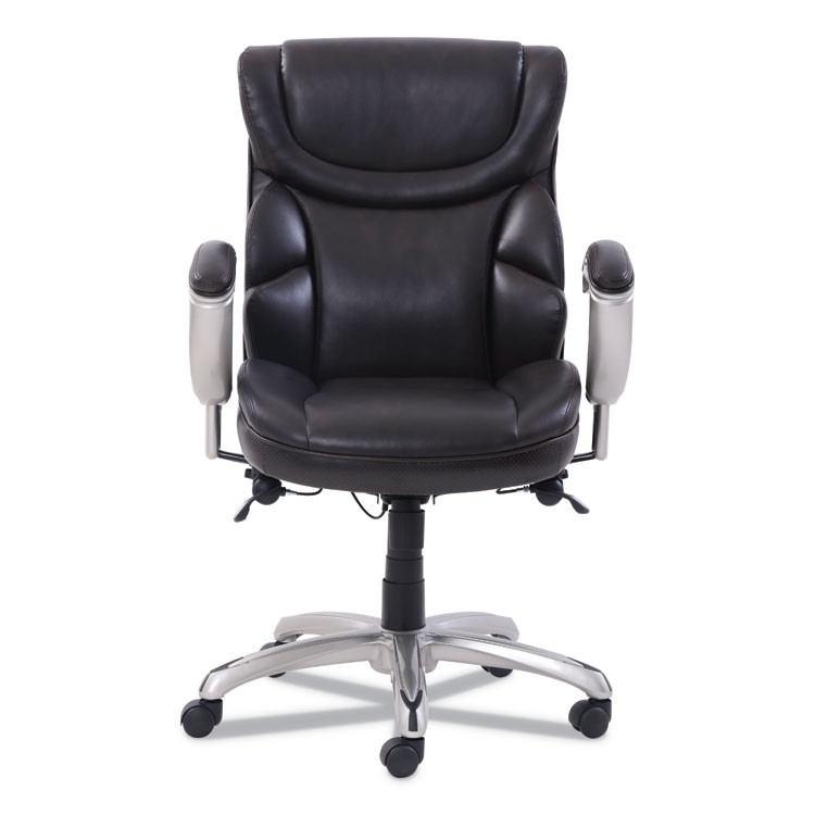 LF PRODUCTS PTE LTD SertaPedic® 49711BRW Emerson Task Chair, Supports Up to 300 lb, 18.75" to 21.75" Seat Height, Brown Seat/Back, Silver Base