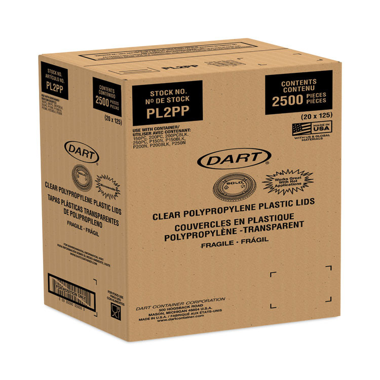 DART PL2PP Portion/Souffle Cup Lids, Fits 1.5 oz to 2.5 oz Portion Containers, Plastic, Clear, 125/Sleeve, 20 Sleeves/Carton