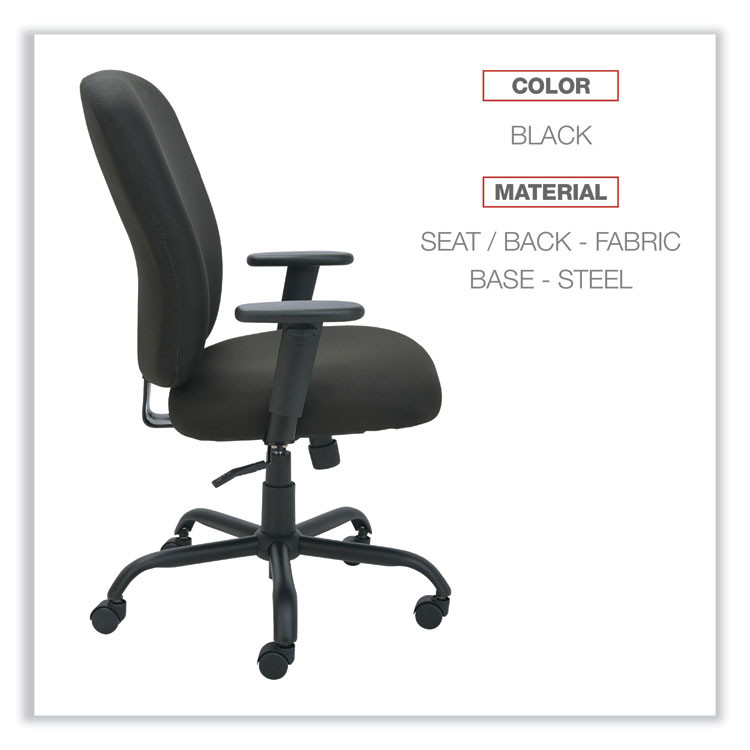 ALERA MT4510 Alera Mota Series Big and Tall Chair, Supports Up to 450 lb, 19.68" to 23.22" Seat Height, Black