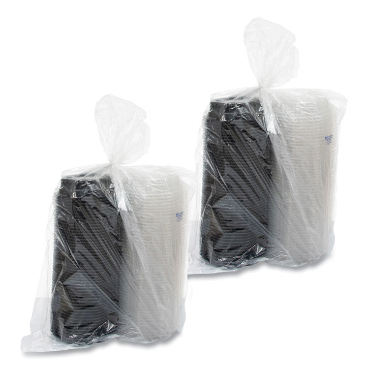 DART SOLO® 806011PP94 OctaView Hinged-Lid Hot Food Containers, 6.3 x 3.1 x 1.5, Black/Clear, Plastic, 200/Carton