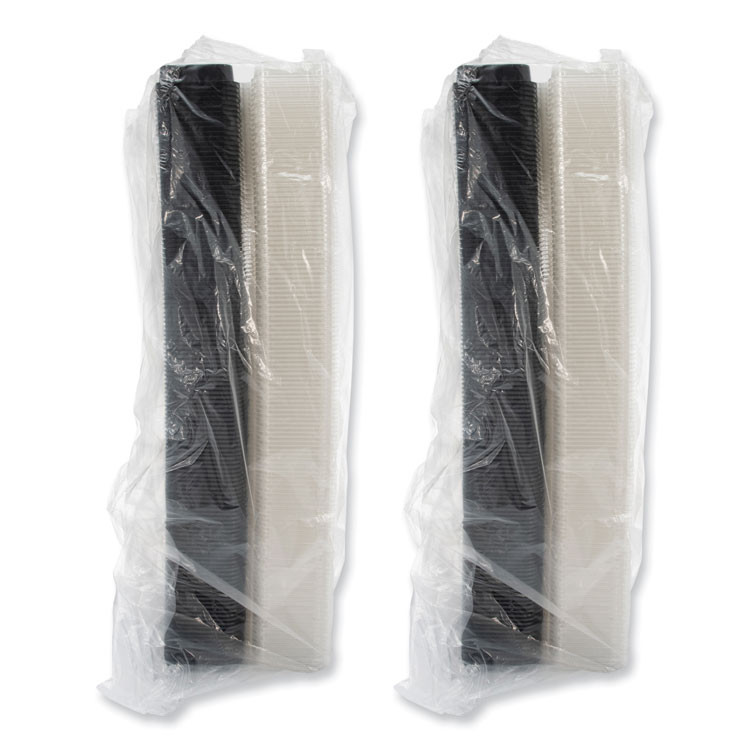 DART SOLO® 850618-PS94 Creative Carryouts BoxLine Black Base/Clear Lid Hinged Containers, 3.9 x 6 x 1.8, Plastic, 500/Carton