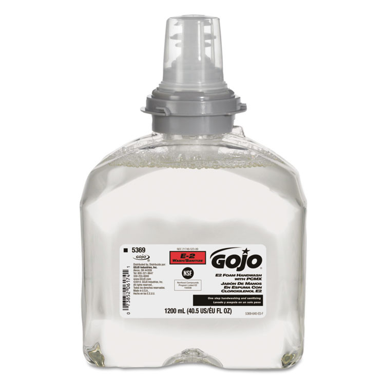 GO-JO INDUSTRIES GOJO® 536902 E2 Foam Handwash with PCMX Refill for TFX Dispensers, Fragrance-Free, 1,200 mL, 2/Carton