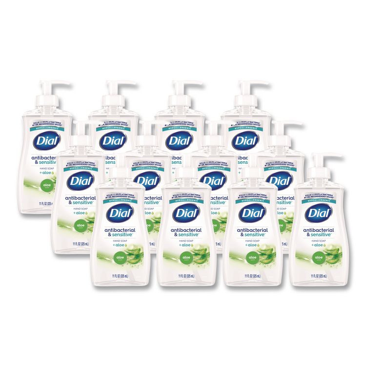 DIAL PROFESSIONAL 20946 Antibacterial Liquid Hand Soap, Aloe Scent, 11 oz, 12/Carton